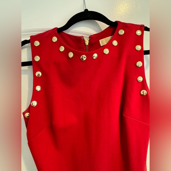 Michael Kors Red Studded Holiday Mini Dress - Picture 4 of 7